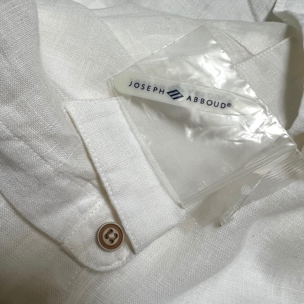 Joseph Abboud Men 2XLT White Linen Short Sleeve Button Up Shirt Big & Tall Boxy - Picture 13 of 16